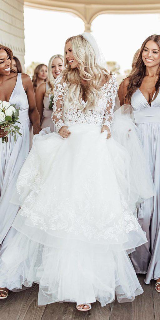 lace ball gown wedding dresses with long sleeves sweetheart neckline maggiesottero