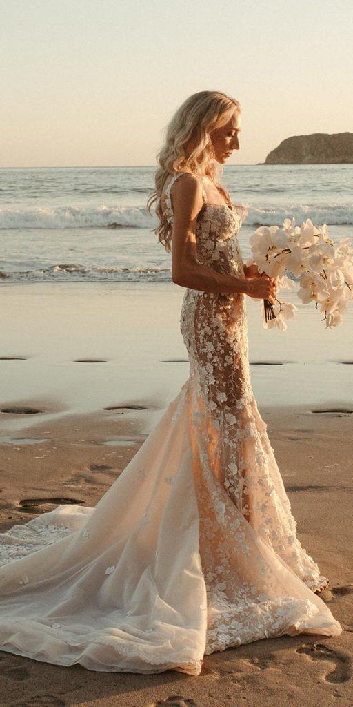 lace beach wedding dresses sheath sweetheart neckline romantic galialahav