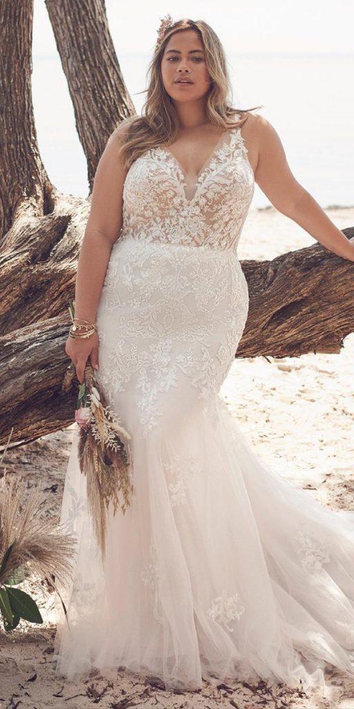 lace plus size wedding dresses mermaid country beach maggiesottero