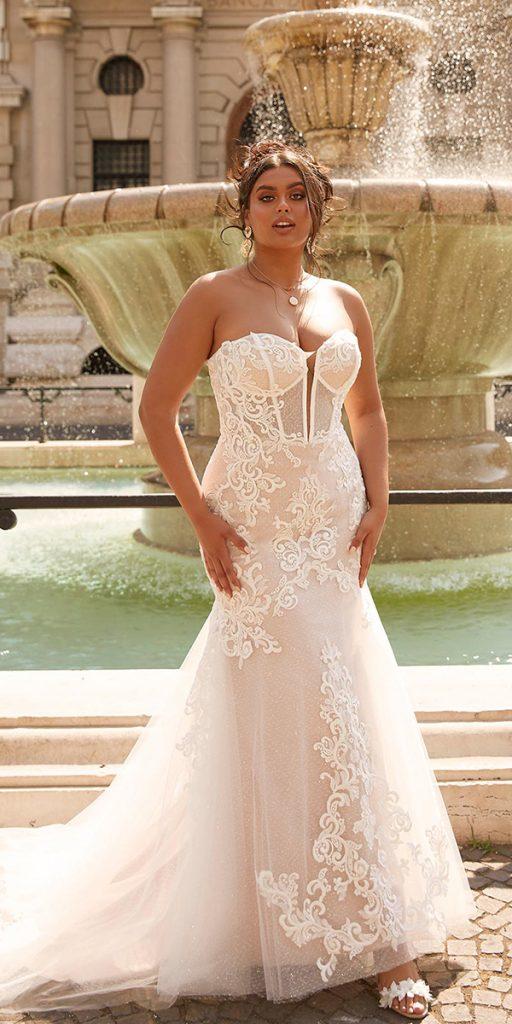 lace plus size wedding dresses mermaid sweetheart neckline madi lane