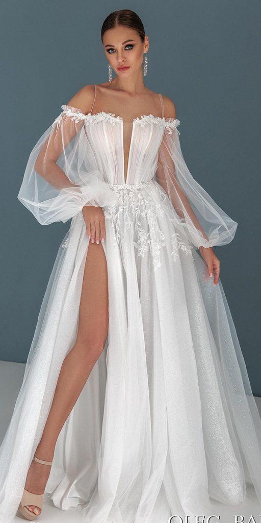 long sleeve wedding dresses simple puff off the shoulder oleg_baburow