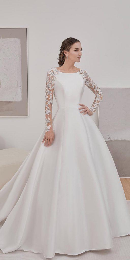 modest wedding dresses with illusion sleeves lace digiobridal