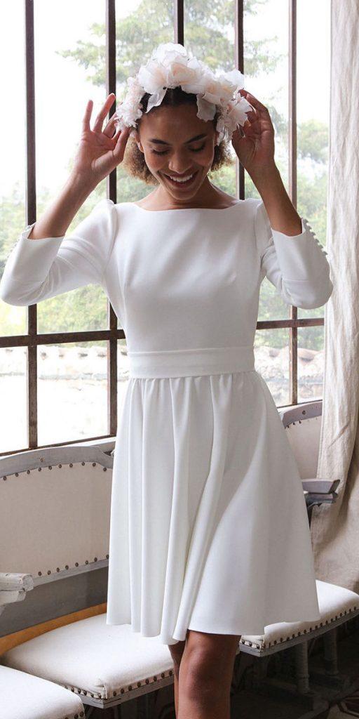 short wedding dresses simple with long sleeves modest marielaporte