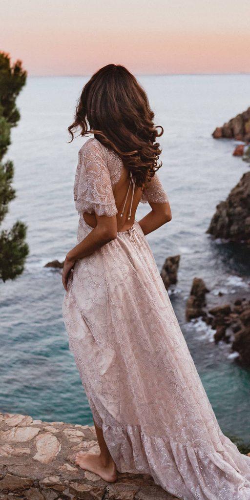 summer wedding dresses open back with cap sleeves boho nathan lapham