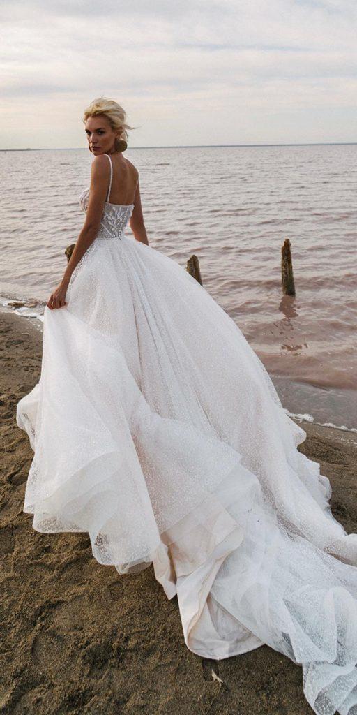 summer wedding dresses with spaghetti straps with train marytrufel
