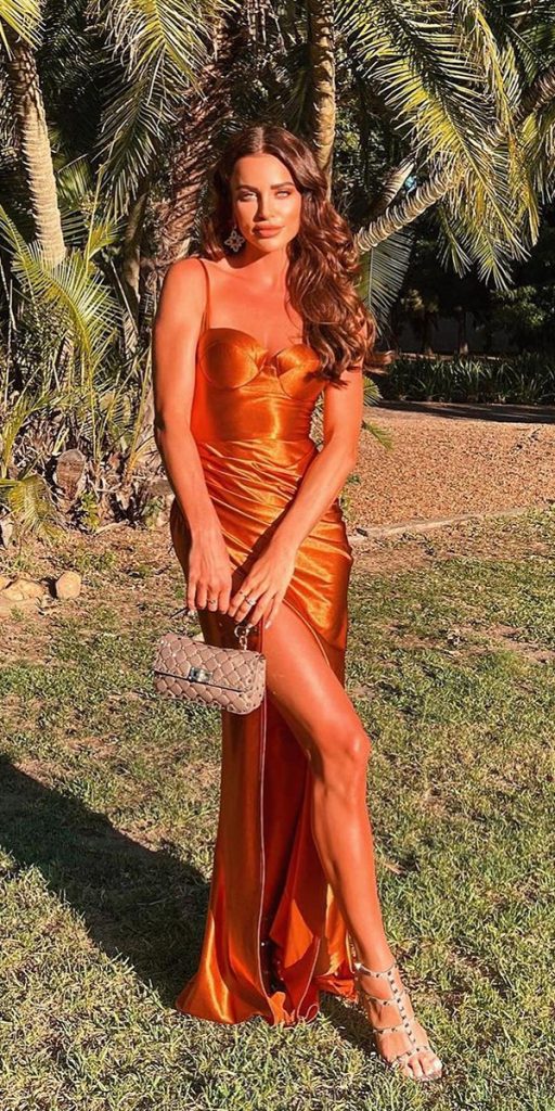 summer wedding guest dresses rust orange outdoor long alamour
