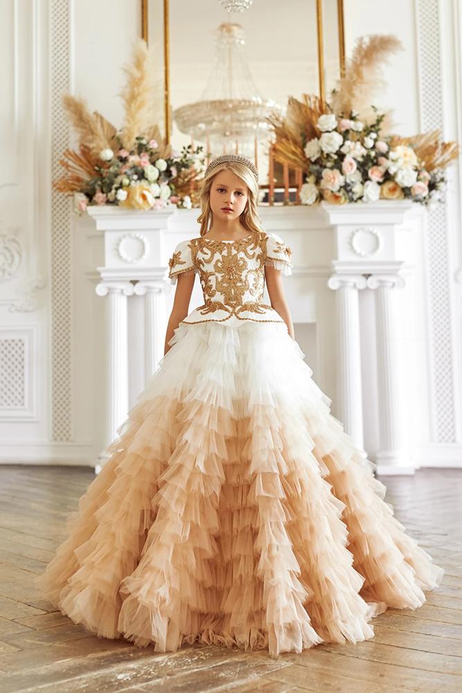 vintage flower girl dresses peach ombre 'with gols lace vintagerose