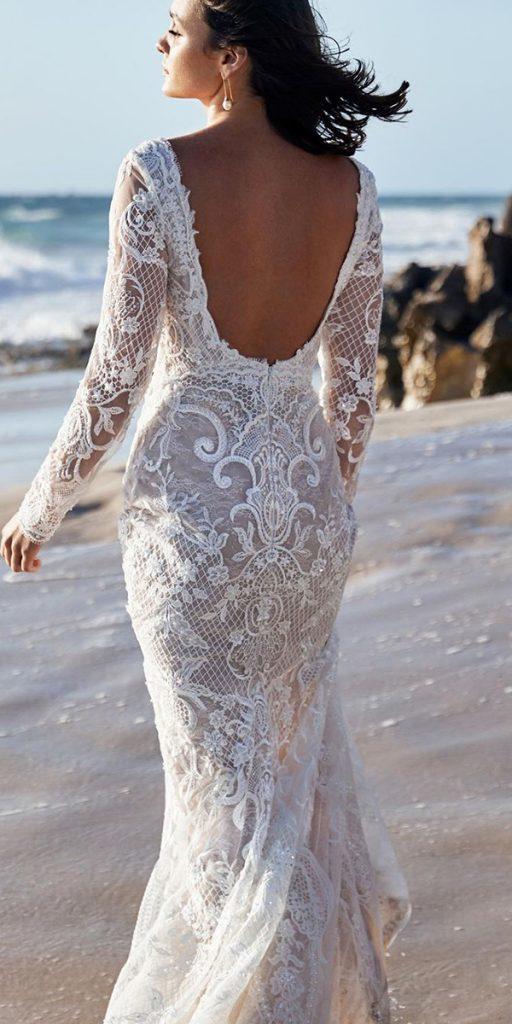 vintage wedding dresses sleeves open back lace zavanabridal