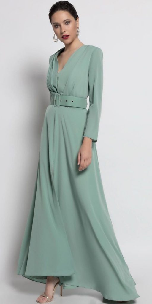 winter wedding guest dresses green long with sleeves simple matildecano
