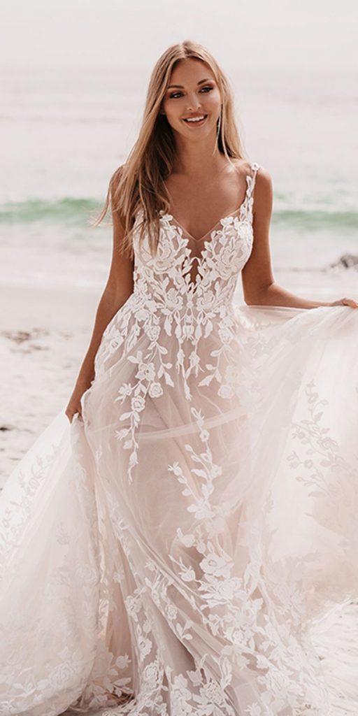 beach destination wedding dresses a line flowy lace allure