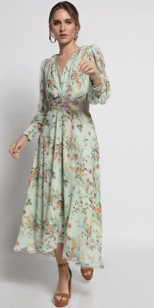 beach wedding guest dresses with long sleeves floral tea length matildecano