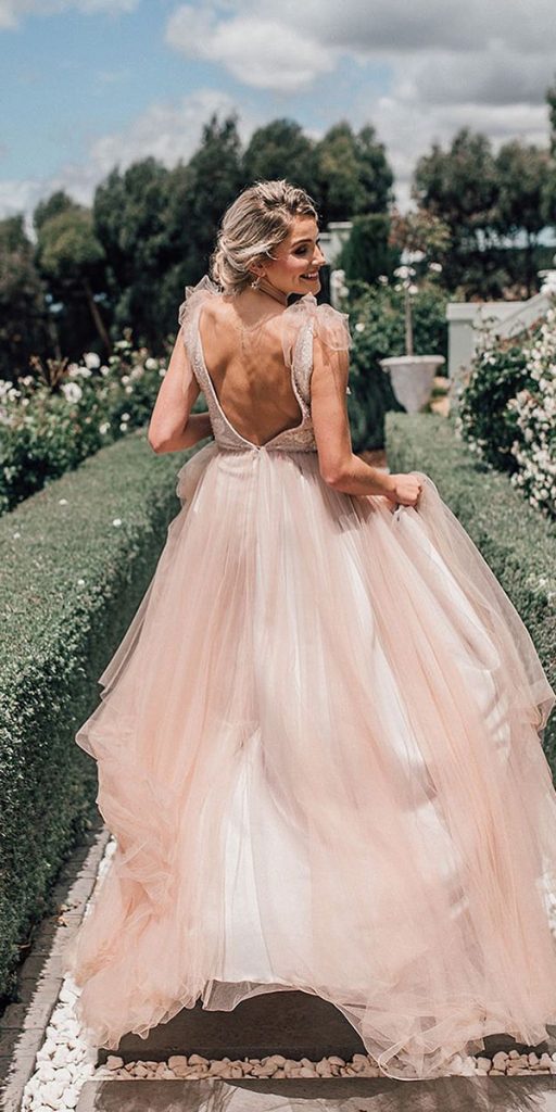  blush colored wedding dresses tulle skirt with white zannecouturen