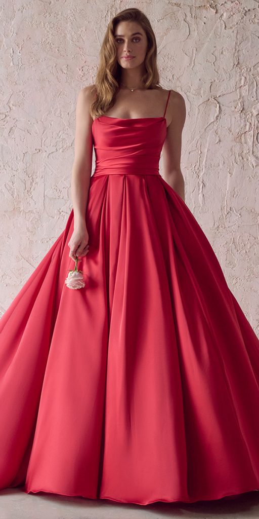 colored wedding dresses red simple ball gown maggie sottero