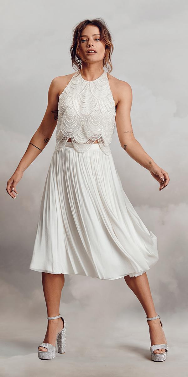 knee length wedding dresses vintage halter neckline catherine deane