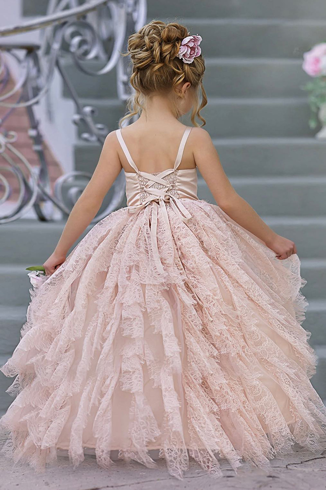 lace flower girl dresses blush lace ruffled skirt dollcakevintage
