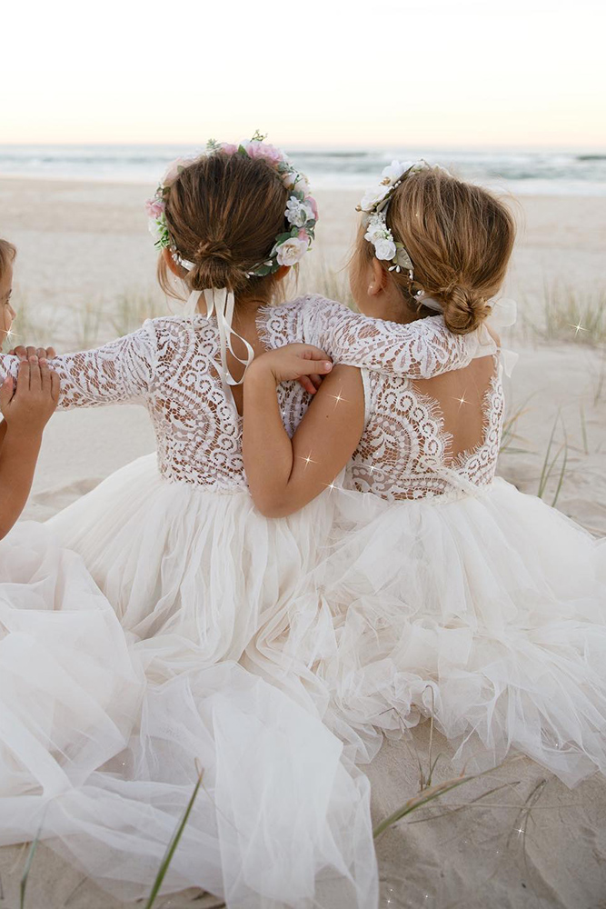 lace flower girl dresses open back with long sleeves lace arabellaandrose