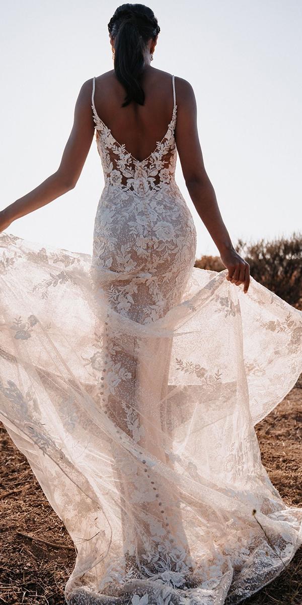 rustic lace wedding dresses sheath with spaghetti straps v back boho beach allure