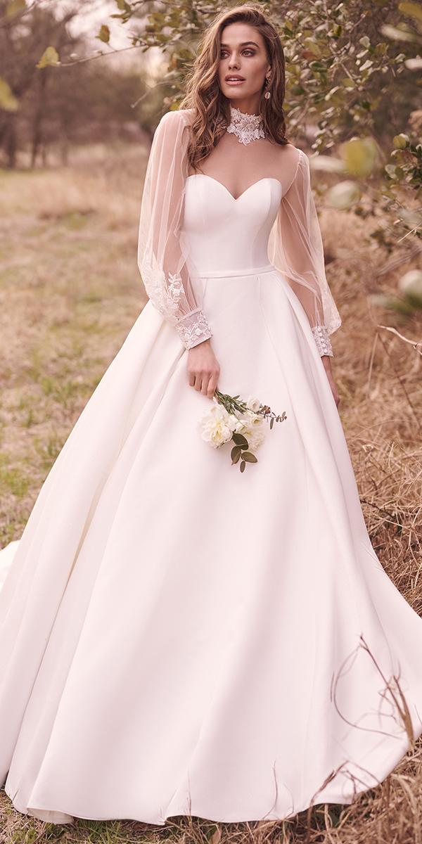 simple wedding dresses with sleeves sweetheart neckline country maggie sottero