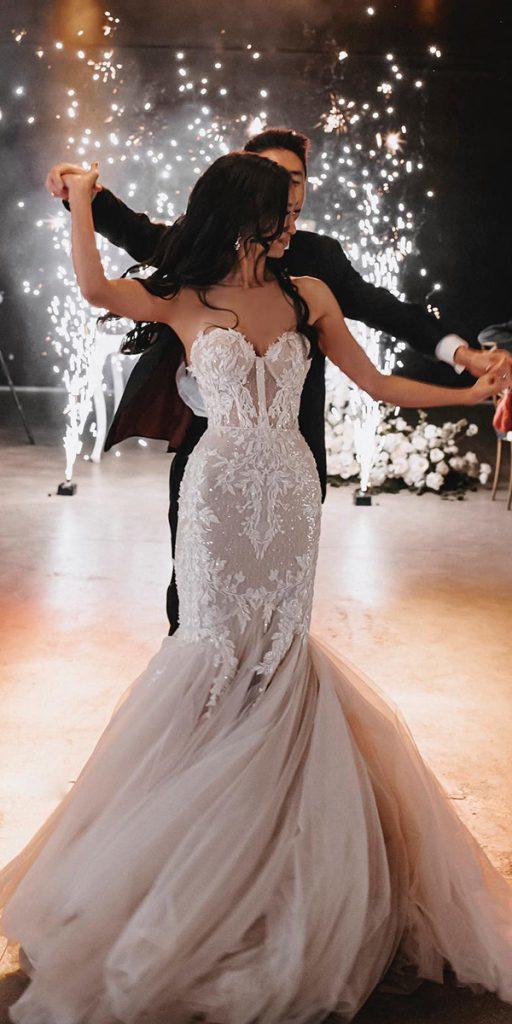 sweetheart mermaid wedding dresses strapless neckline lace sexy tali__photography