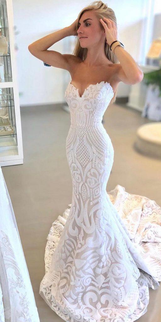 sweetheart mermaid wedding dresses strapless neckline lace unique sexy beach misshayleypaige