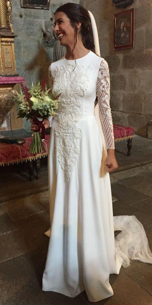 vintage lace wedding dresses sheath with long sleeves modest ohqueluna