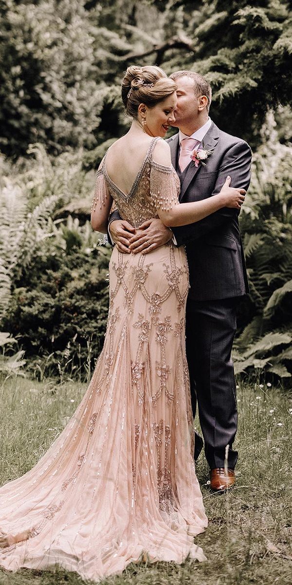 vintage wedding dresses 1920s sheath blush beaded embellishment oleg samsonov