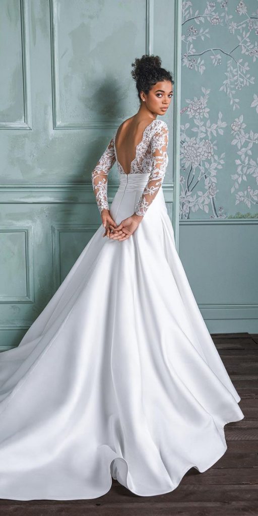 wedding dresses with lace sleeves open back annebarge