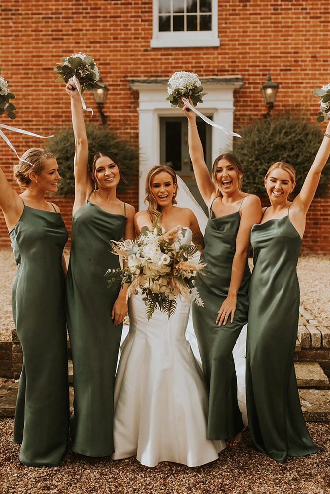 green bridesmaid dresses long