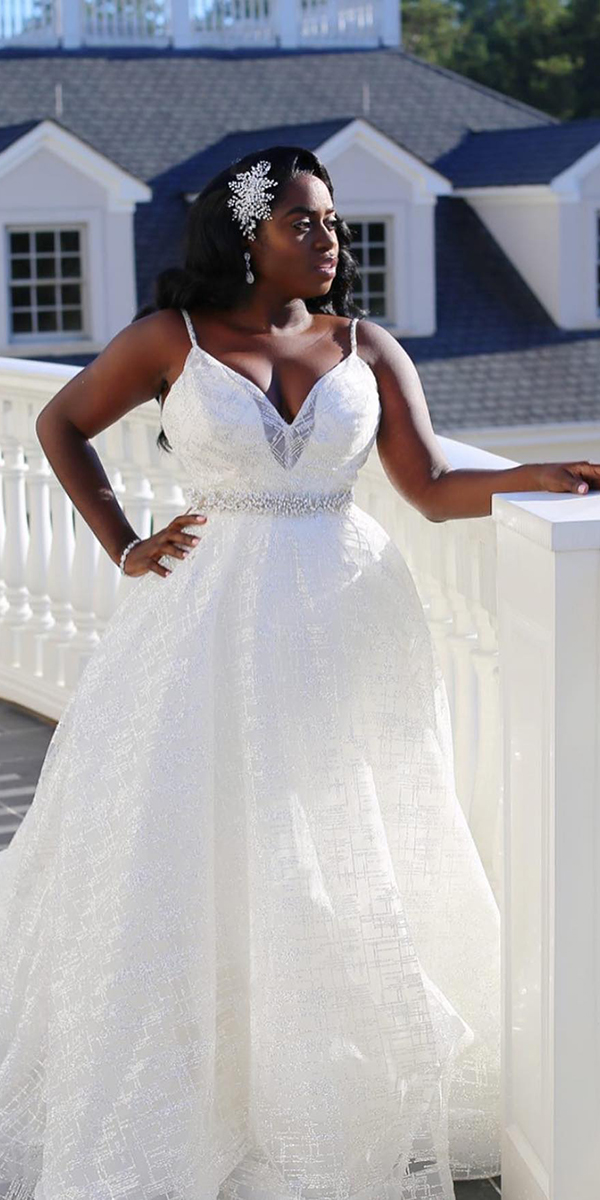 plus size wedding dresses a line with spaghetti straps sweetheart neckline lazarobridal