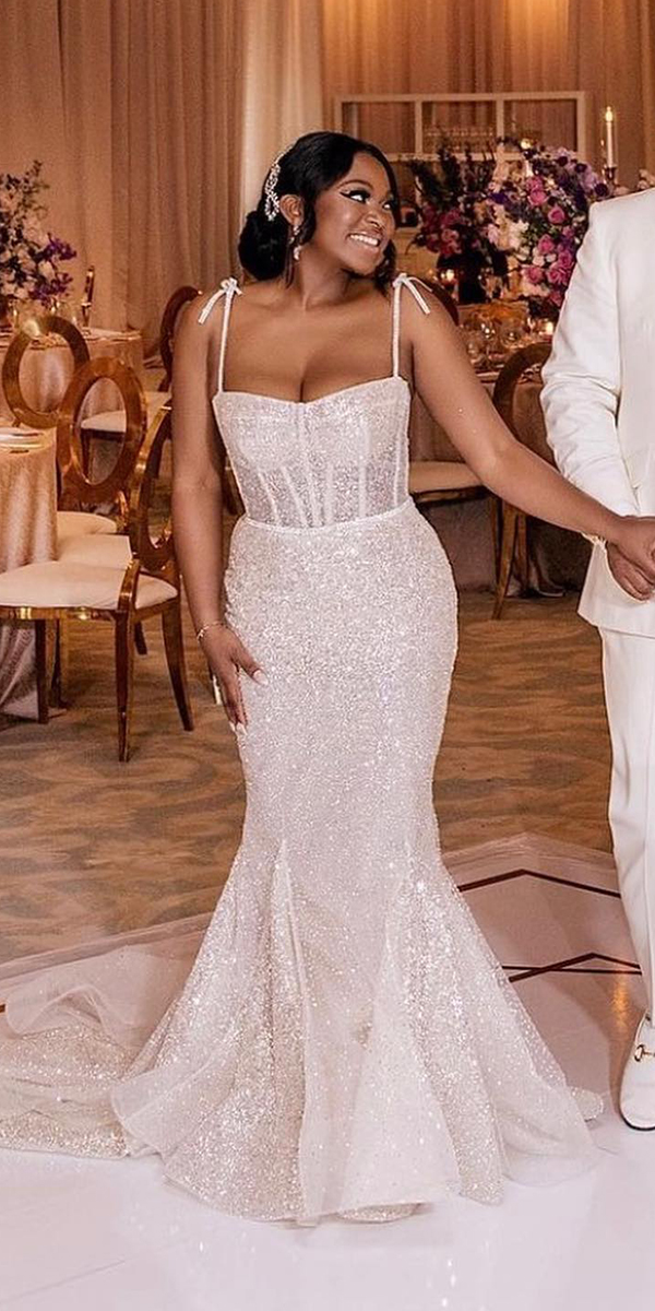 plus size wedding dresses mermaid with spaghetti straps sequins sexy berta