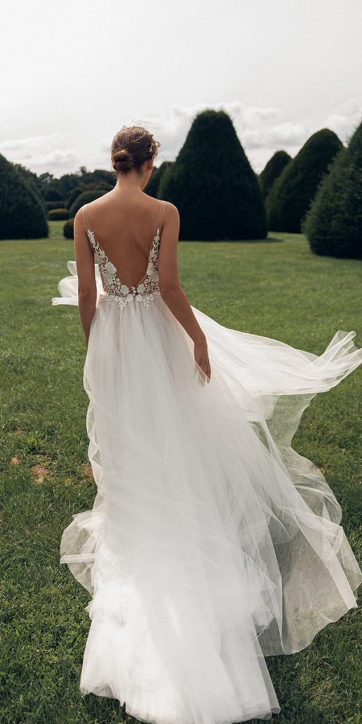romantic bridal gowns a line back with spaghetti straps country daalar a