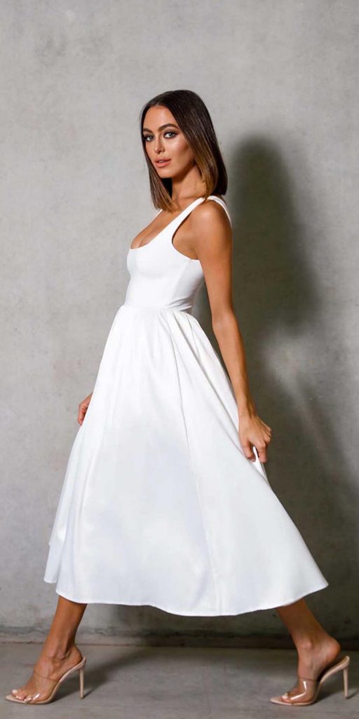  simple tea length wedding dresses country white ellezeitoune