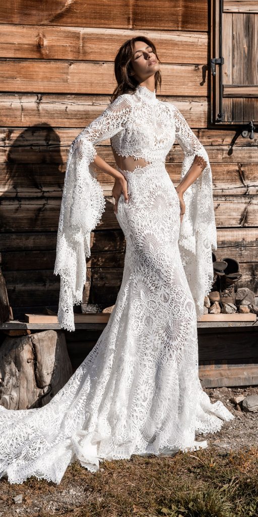 barnyard wedding dresses with aleeves full lace boho alessandroangelozzicouture