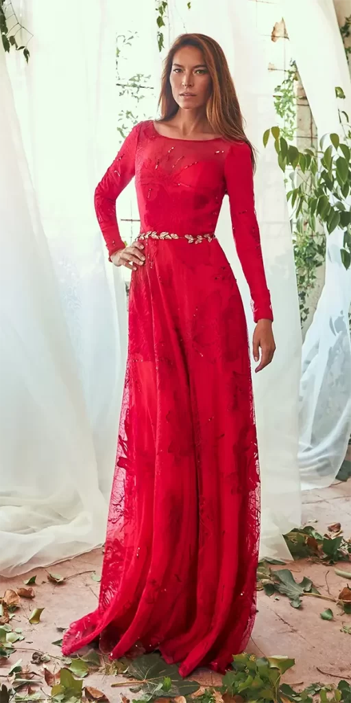 best mother of the bride dresses red with long sleeves long pronovias