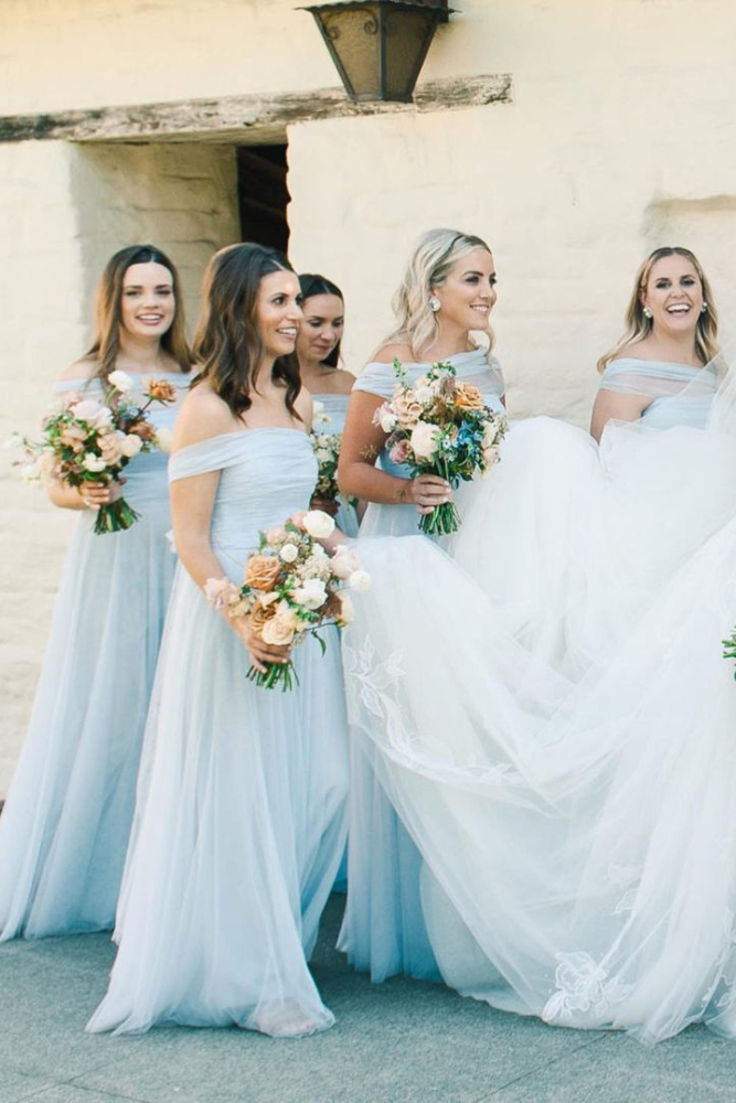 blue bridesmaid dresses light shade gowns