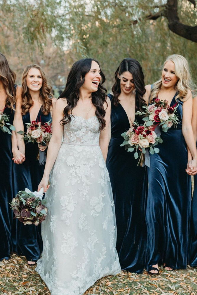 blue bridesmaid dresses navy shade gowns