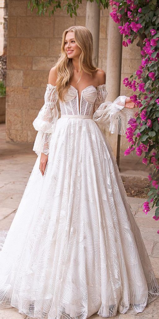 bridal gowns with sleeves princess off the shoulder galitrobinik_bridal