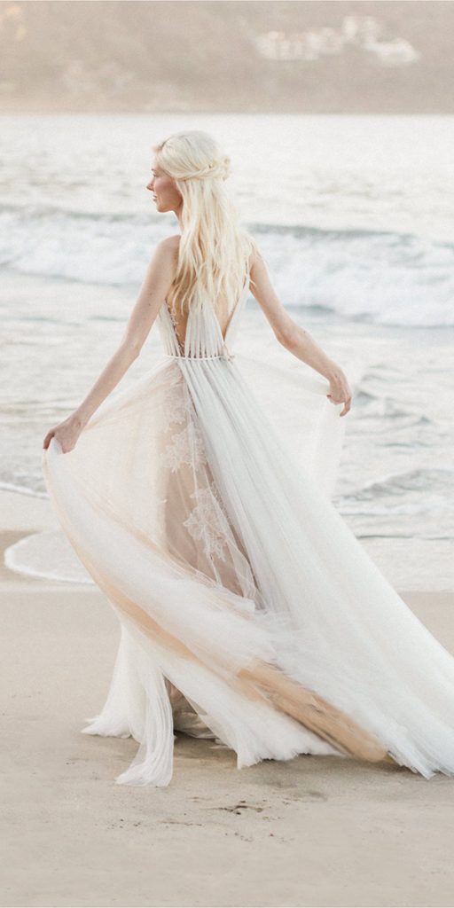 hawaiian wedding dresses a line with spaghetti straps lace beach watters