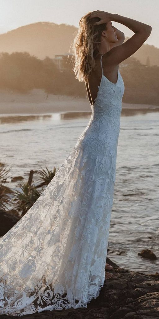 hawaiian wedding dresses boho with spaghetti straps beach nathan lapham