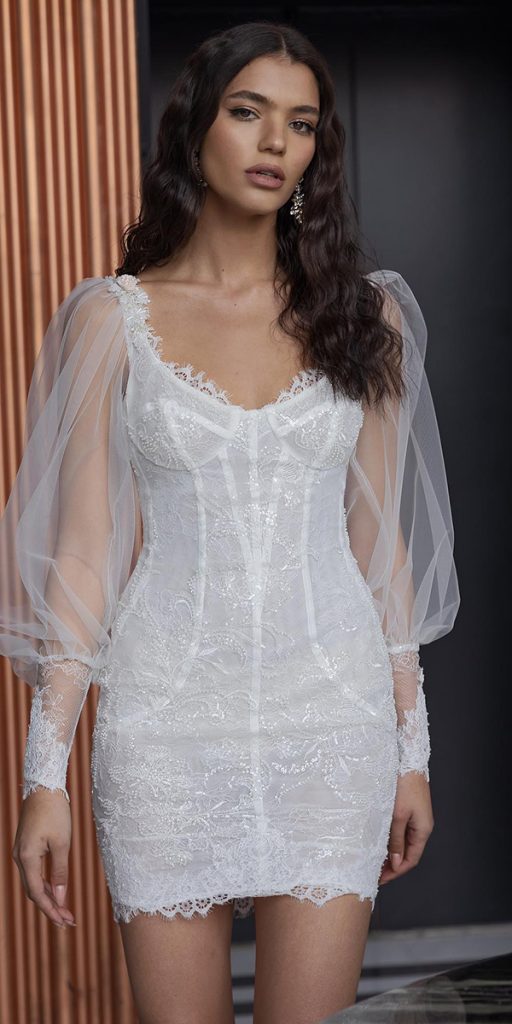 lace short wedding dresses with long sleeves beach country lian_rokman