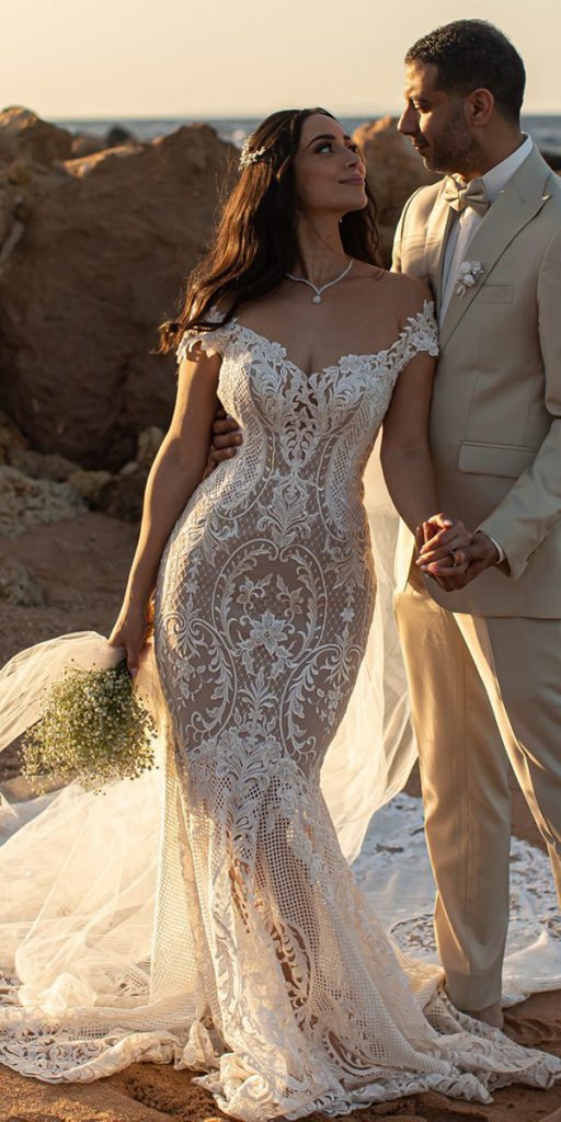mermaid wedding dresses lace sexy sweetheart neckline beach selia photography