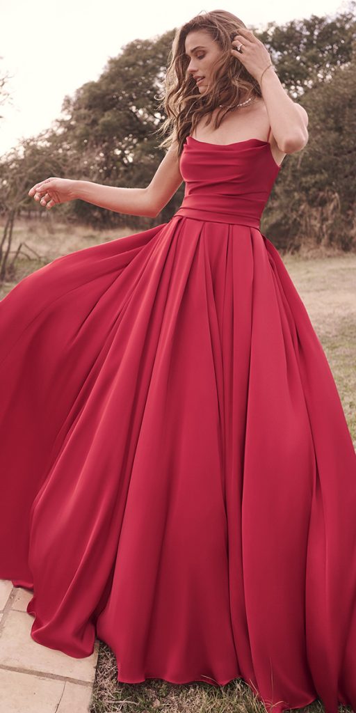 simple red wedding dress