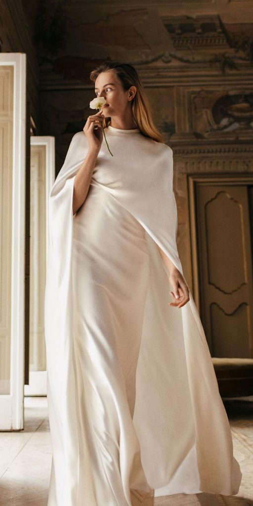 simple wedding dresses modest with cape elegant monique
