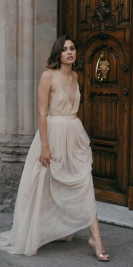 simple wedding dresses sexy beach with spaghetti straps immaclenovias