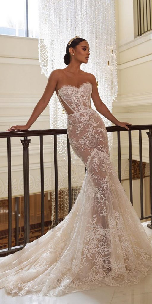 trumpet wedding dresses sexy lace strapless sweetheart neckline dimitriusdalia