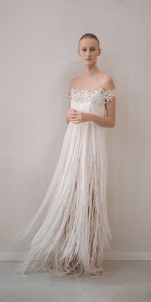 vintage wedding dresses with fringe tea length chana marelus