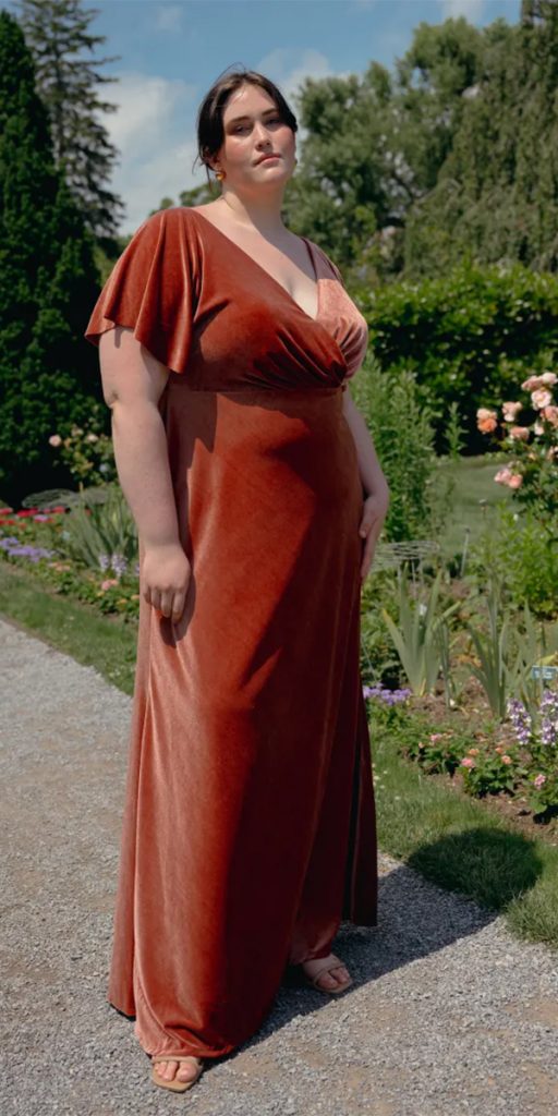fall wedding guest dresses rust velvet for 'plus size jenny yoo