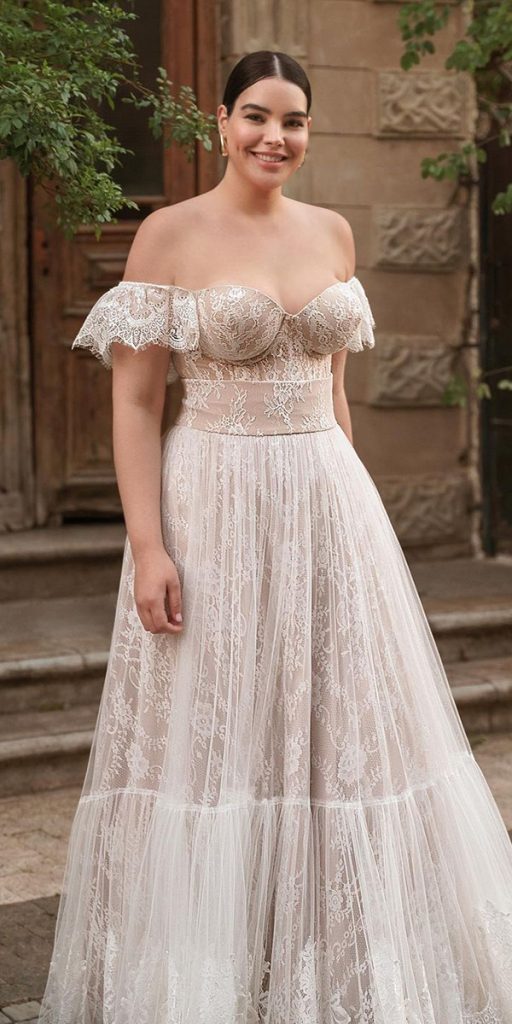 lace plus size wedding dresses a line boho off the shoulder galitrobinik