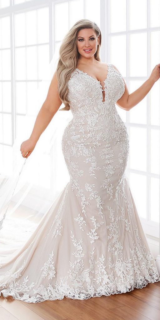 lace plus size wedding dresses sexy mermaid with spaghett straps martinthornburg
