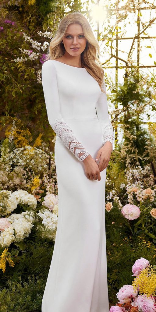 modest wedding dresses sheath with long sleeves simple similar to meghan markle houseofstpatrick